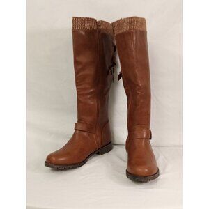 NWOT Just Fab Women's Brown Kala Faux Leather Knee High Boots Size 8